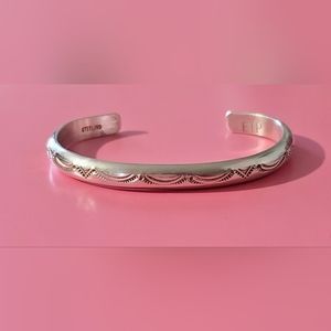 Native American Indian Hand Made Laguna Navajo Sterling Silver Cuff Bracelet